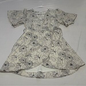 TCEC Floral Mini Dress in Cream and Black
